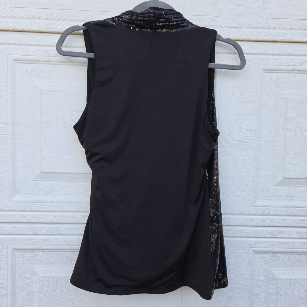 White House/ Black Market Black Sequin Sleeveless Top - Picture 5 of 5